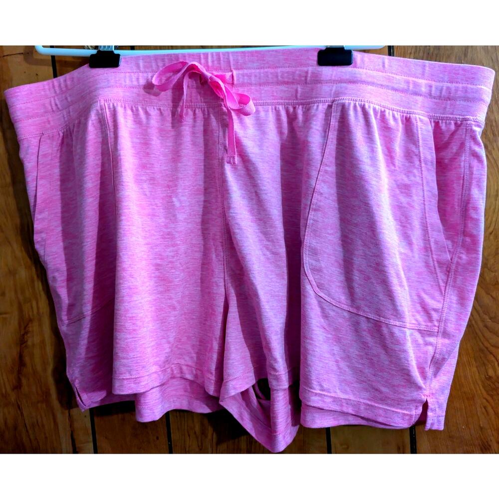 90 Degrees Shorts‎ PLus Size XXXL 3X Pink Heather Pockets Elastic Waist Pull On
